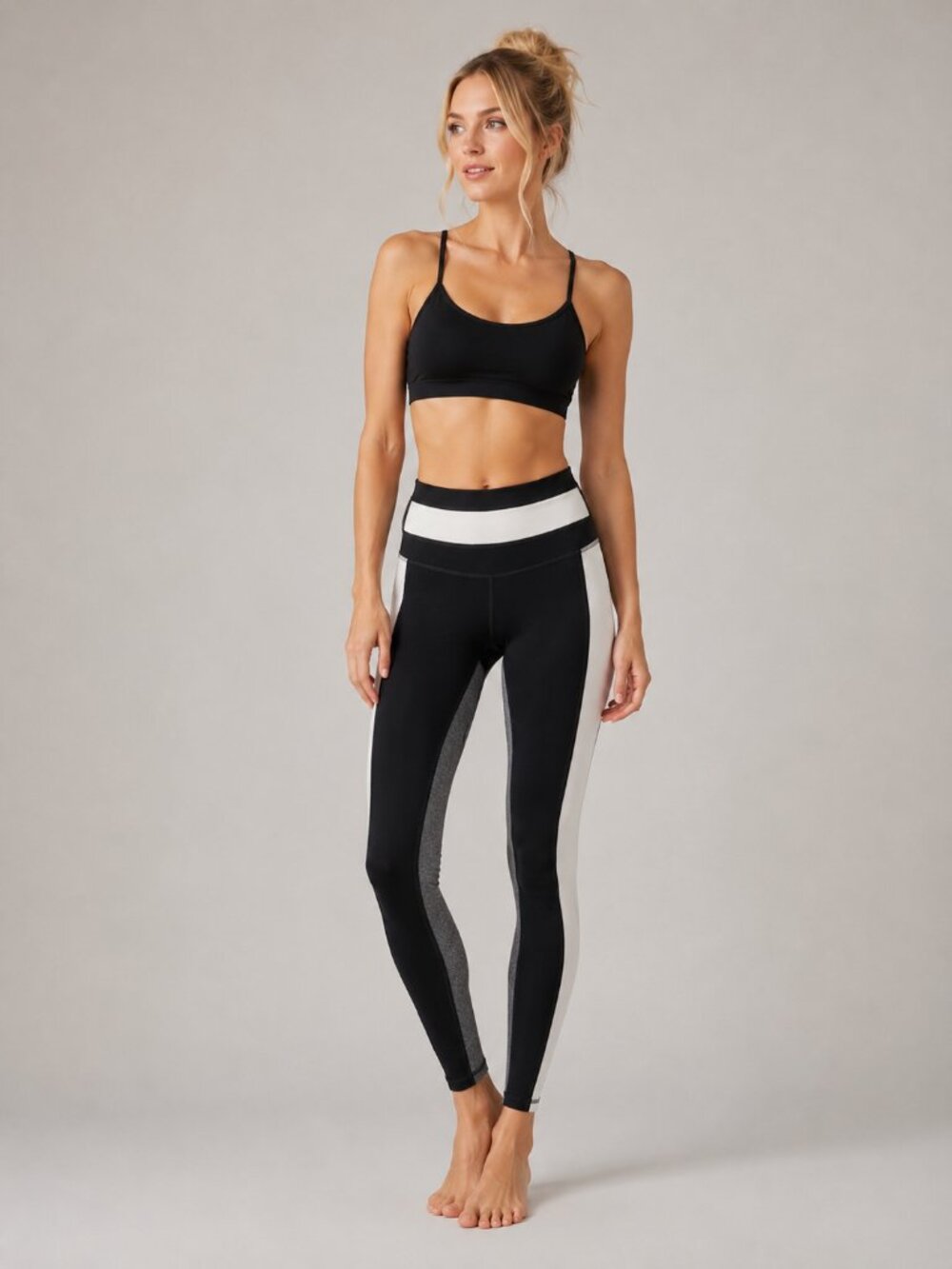 2/$30 NWT X by Gottex Studio High Way Legging Mid Rise Black White #A3277